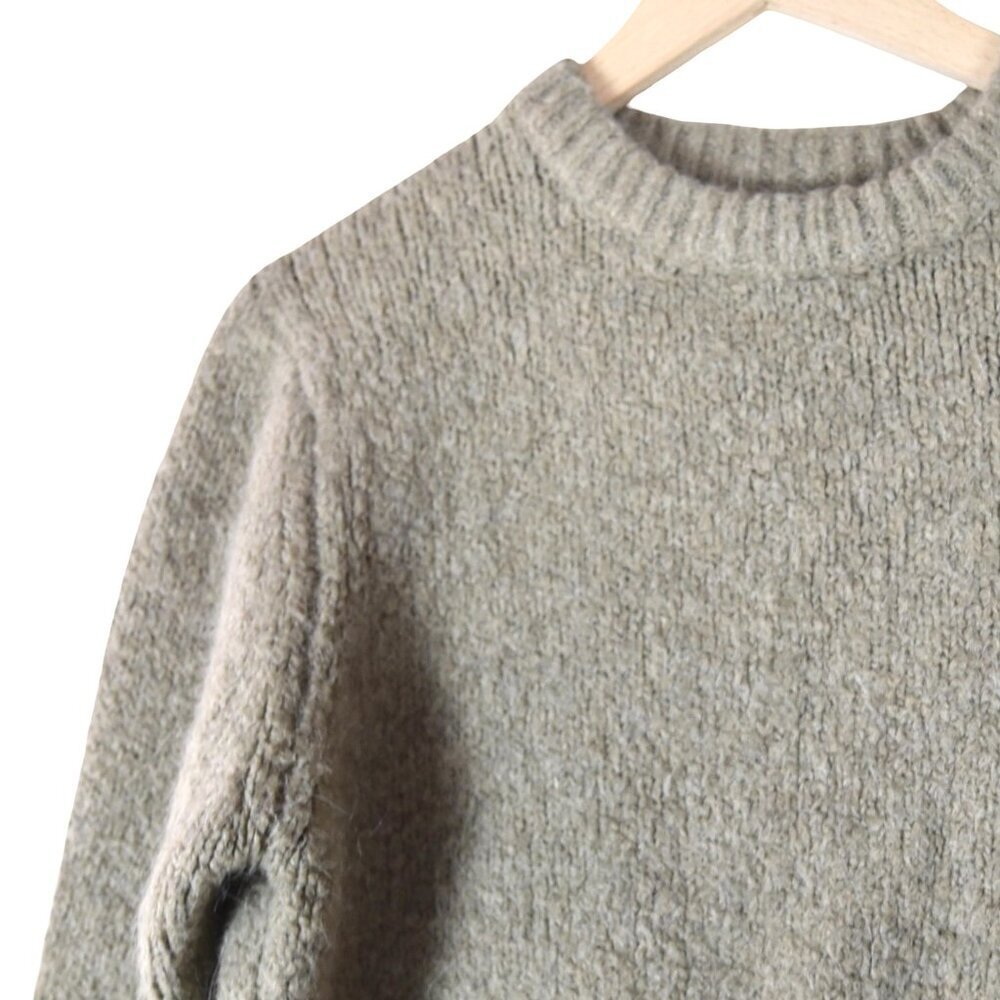 ZARA Taupe Cropped Chunky Knit Sweater Medium Minimalist Boxy Fit - Picture 5 of 8